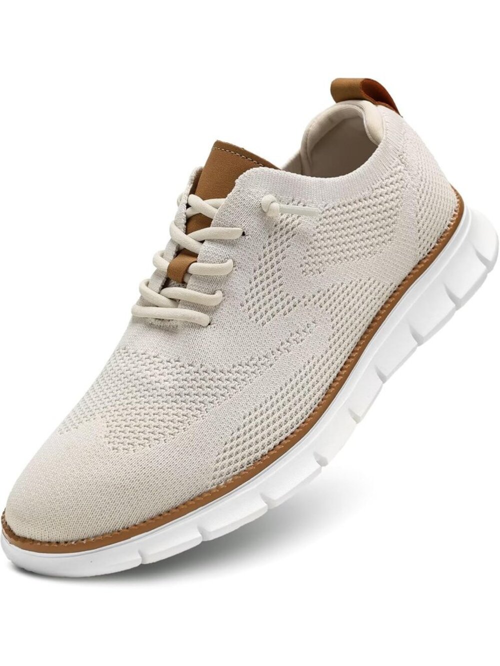 Men's Beige Mesh Oxfords Work Lightweight Soft Sole Casual Dress Walking Sneaker
